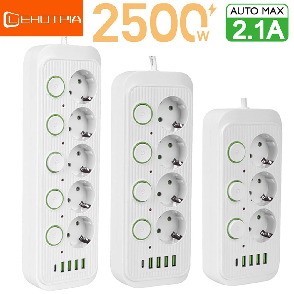Ac Surge Protector - EU Plug Multiple Sockets AC Outlets