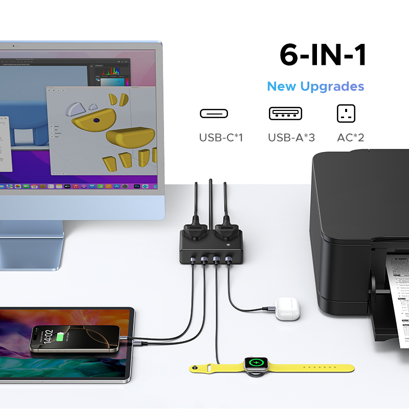 UGREEN 6 in 1 Power Strip UK P - đánh giá và giá Ac Surge Protector